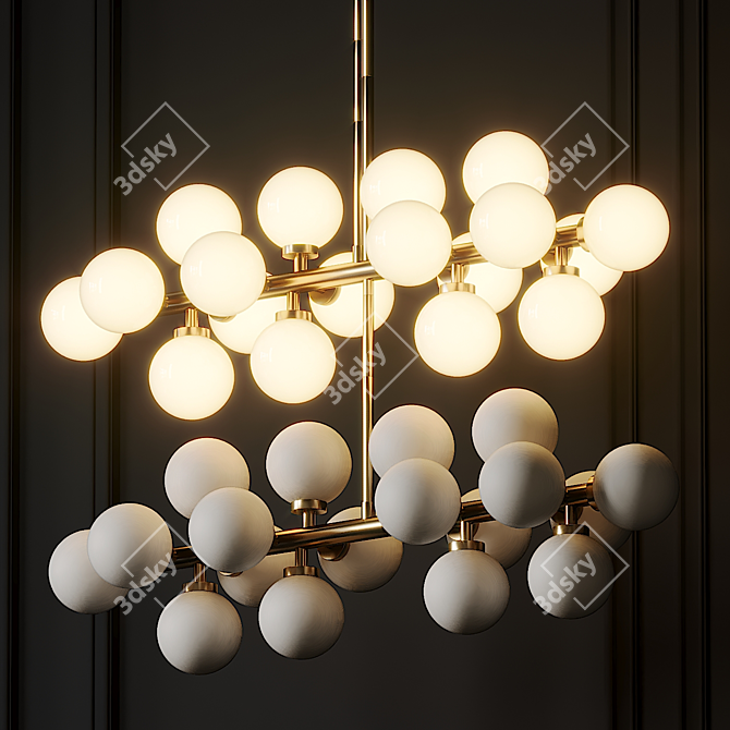 Elegant Satin Gold Chandelier 3D model image 3