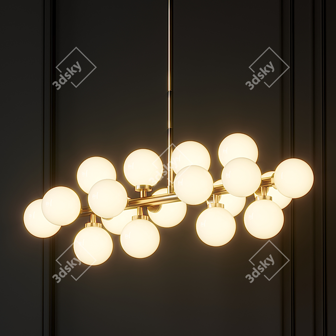 Elegant Satin Gold Chandelier 3D model image 4