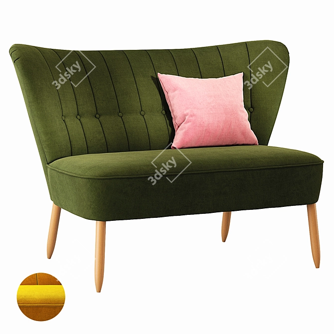 Velvet Elegance: Swoon Fitz 2-Seater Sofa 3D model image 1