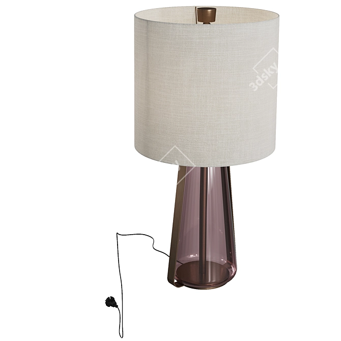 Elegant Rosa Glass Table Lamp 3D model image 3