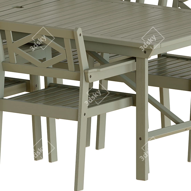 Modern Gray Outdoor Table and Chair Set 3D model image 2