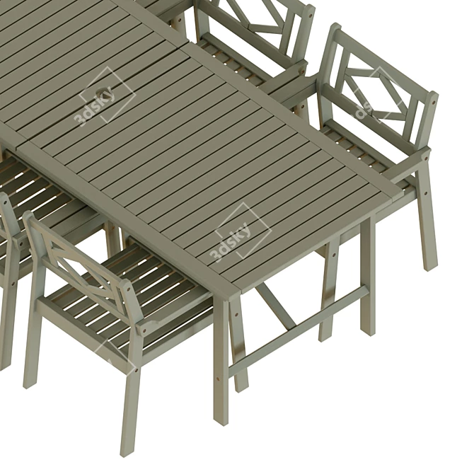 Modern Gray Outdoor Table and Chair Set 3D model image 4