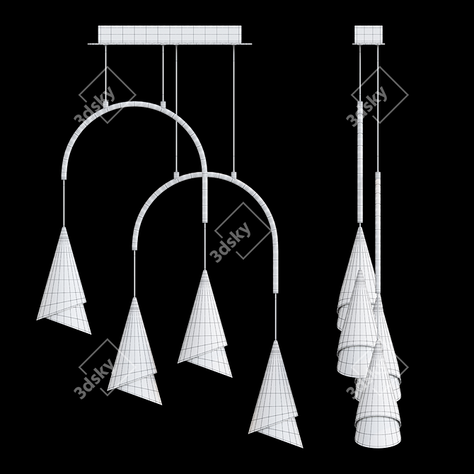 Stylish Stendal 4 Lamp: Conical Shades, U-shaped Frame 3D model image 4