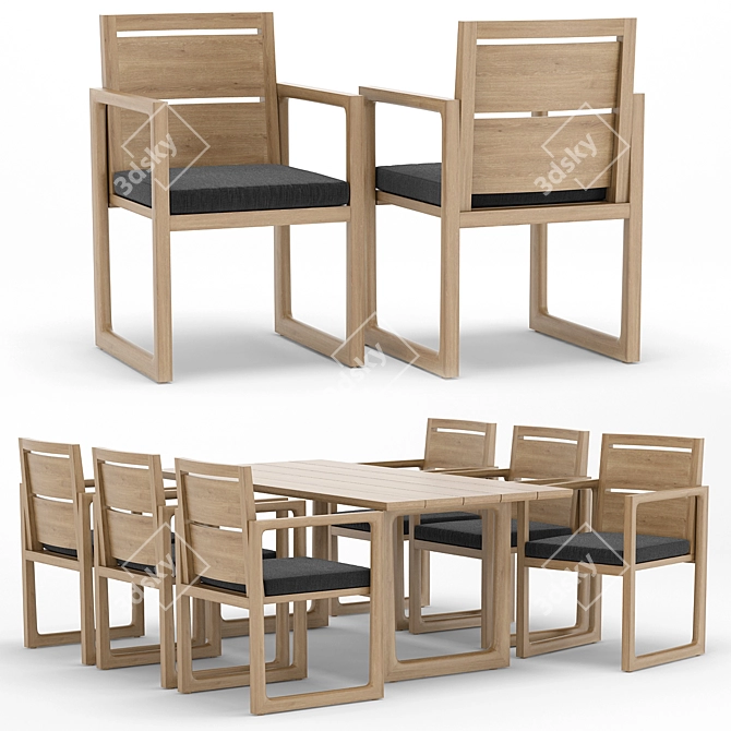 RH Outdoor Navaro Table-Chair Set 3D model image 1