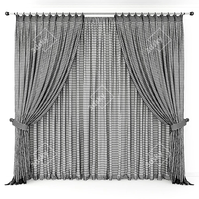 Elegant Sheer Window Curtains 3D model image 2