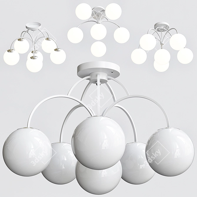 Sleek Pendant Lighting Fixture with 6 Lamps 3D model image 1