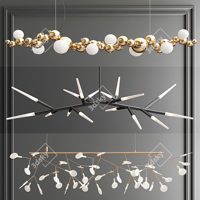 Trendy Branching Chandelier - 3 Designs 3D model image 1