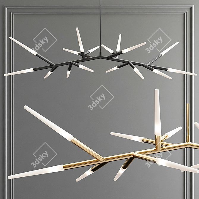 Trendy Branching Chandelier - 3 Designs 3D model image 4