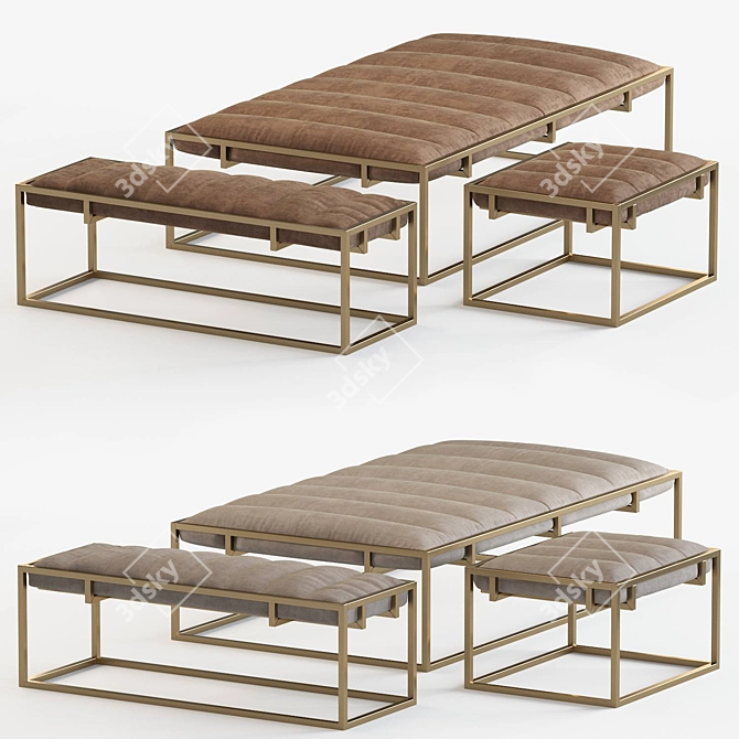 Elegant Fontanne Upholstered Bench 3D model image 1