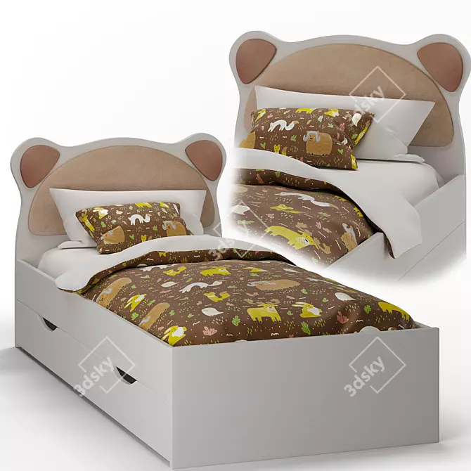 Askona Broony Kids Bed: Stylish and Comfortable 3D model image 1