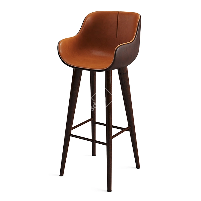 Elegant Leather Bar Stool 3D model image 1