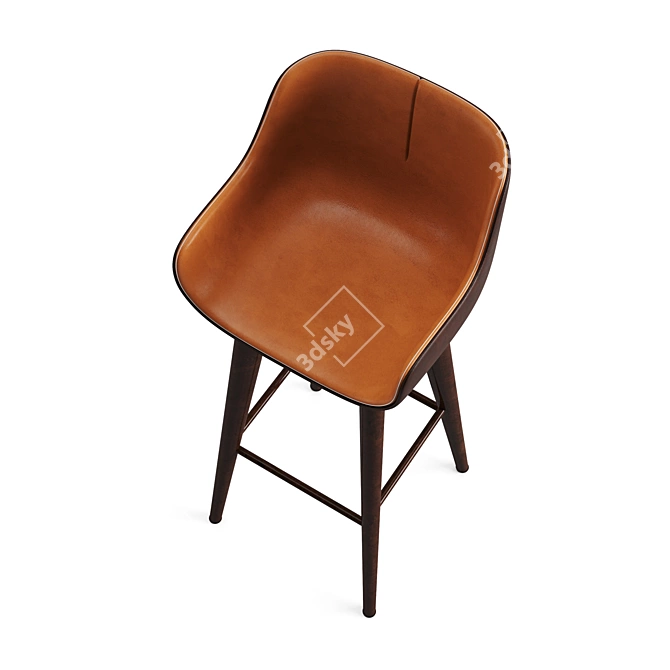 Elegant Leather Bar Stool 3D model image 2