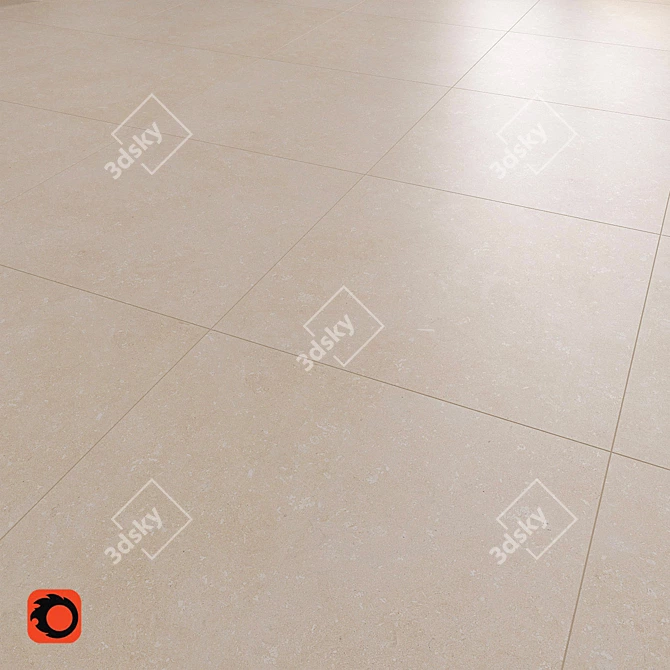 Beige Stone Rockshell Floor Tiles 3D model image 1