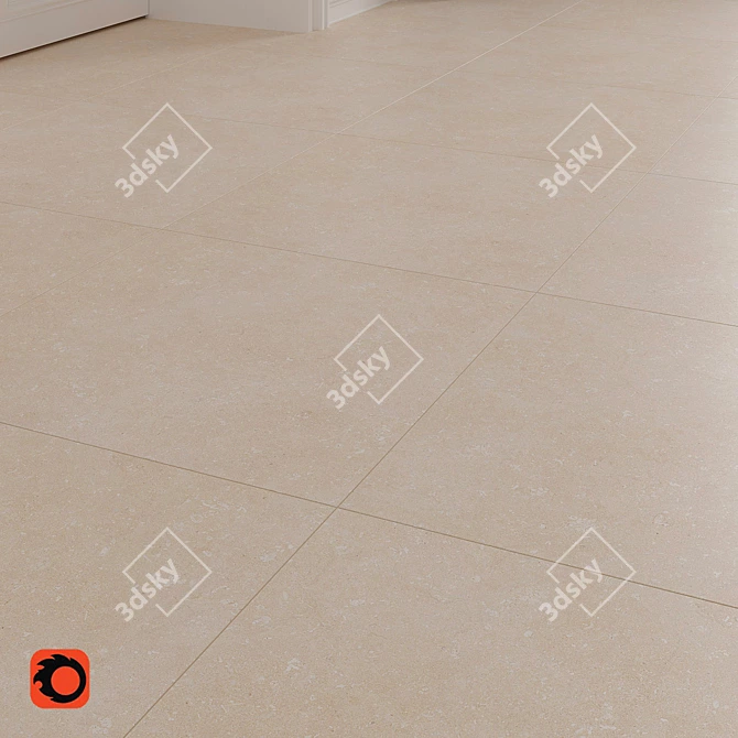 Beige Stone Rockshell Floor Tiles 3D model image 2