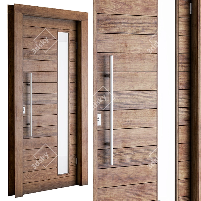 Elegant Oak Front Door 3D model image 3