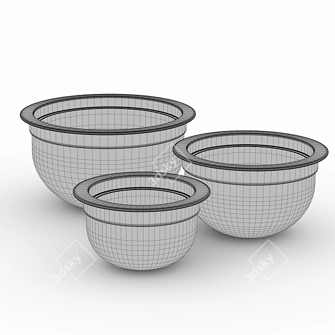 Graphite Stainless Steel Mixing Bowls 3D model image 2