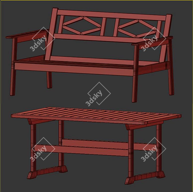 Outdoor Gray Stained Bondholmen Table Set 3D model image 5