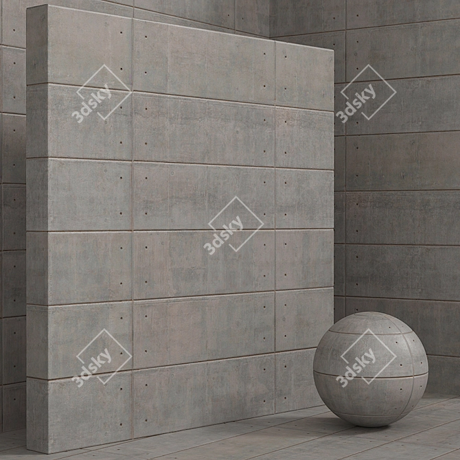 Seamless Material Set: Plaster, Concrete, Panel 3D model image 2