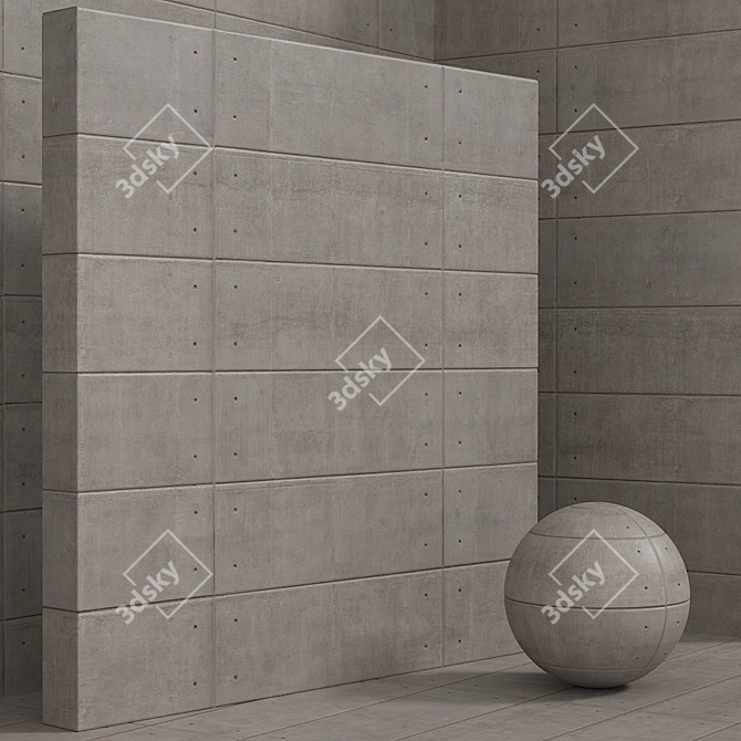 Seamless Material Set: Plaster, Concrete, Panel 3D model image 3