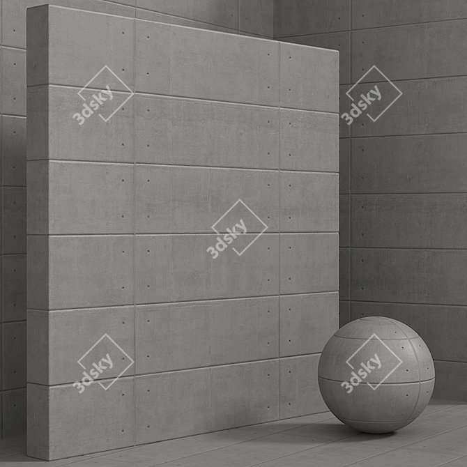 Seamless Material Set: Plaster, Concrete, Panel 3D model image 4