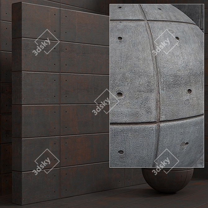 Seamless Material Set: Plaster, Concrete, Panel 3D model image 5