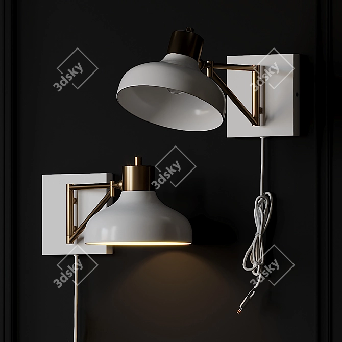 Berkeley White & Brass Swing Arm Sconce 3D model image 1