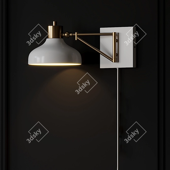 Berkeley White & Brass Swing Arm Sconce 3D model image 2