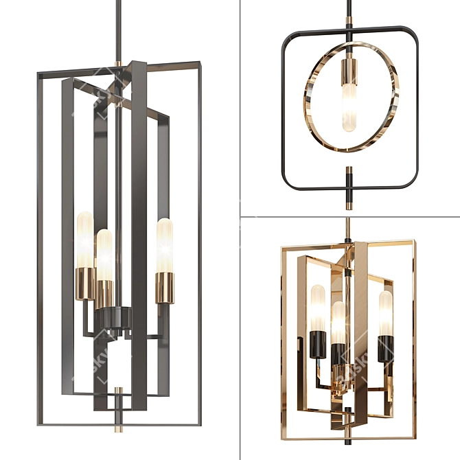 Stylish Pendant Lights Trio 3D model image 1