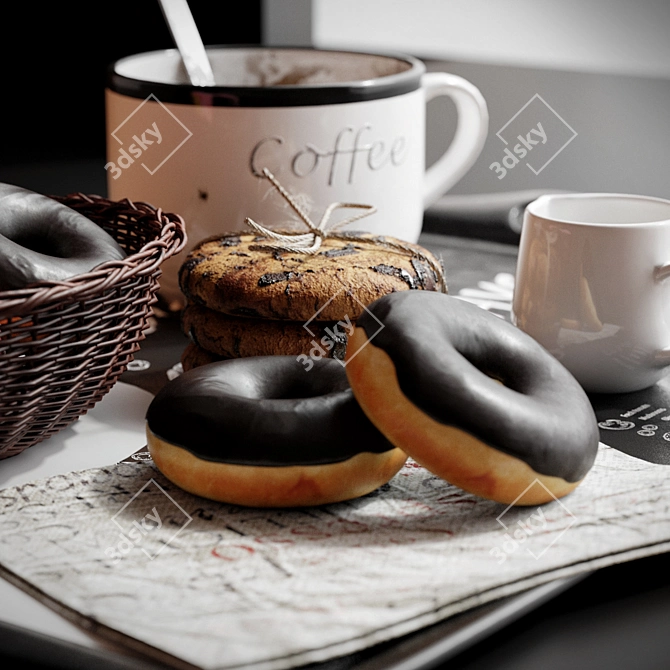 Elegant Coffee Decor Set 3D model image 3