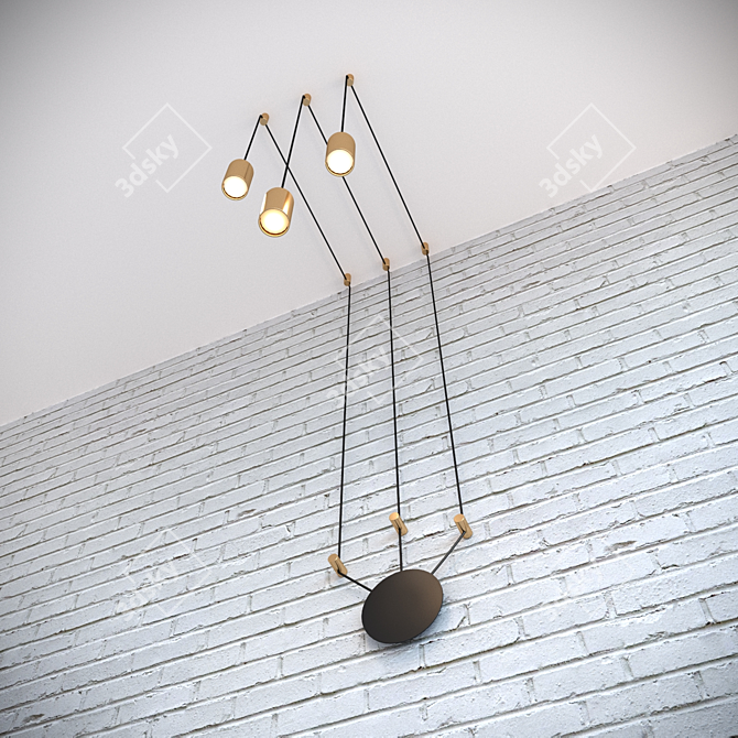 Golden Glow LED Pendant Lamp 3D model image 2