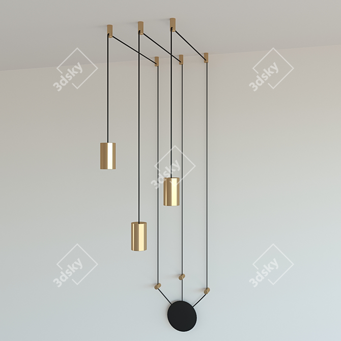 Golden Glow LED Pendant Lamp 3D model image 5