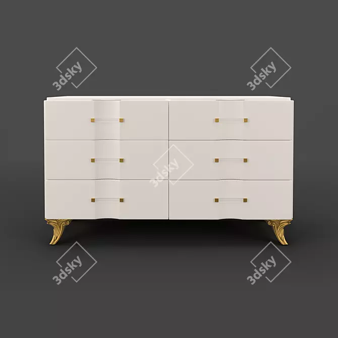 Elegant White Lacquered Chest: Fratelli Barri RIMINI 3D model image 1