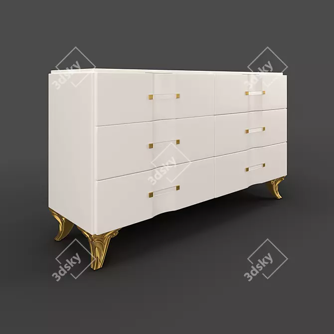 Elegant White Lacquered Chest: Fratelli Barri RIMINI 3D model image 2