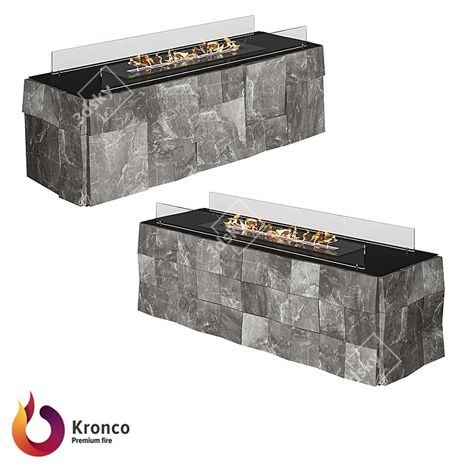 Kvadro Bio Fireplace: Stylish 3D Panels & Optiwhite Glass 3D model image 1