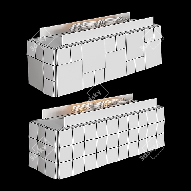 Kvadro Bio Fireplace: Stylish 3D Panels & Optiwhite Glass 3D model image 3