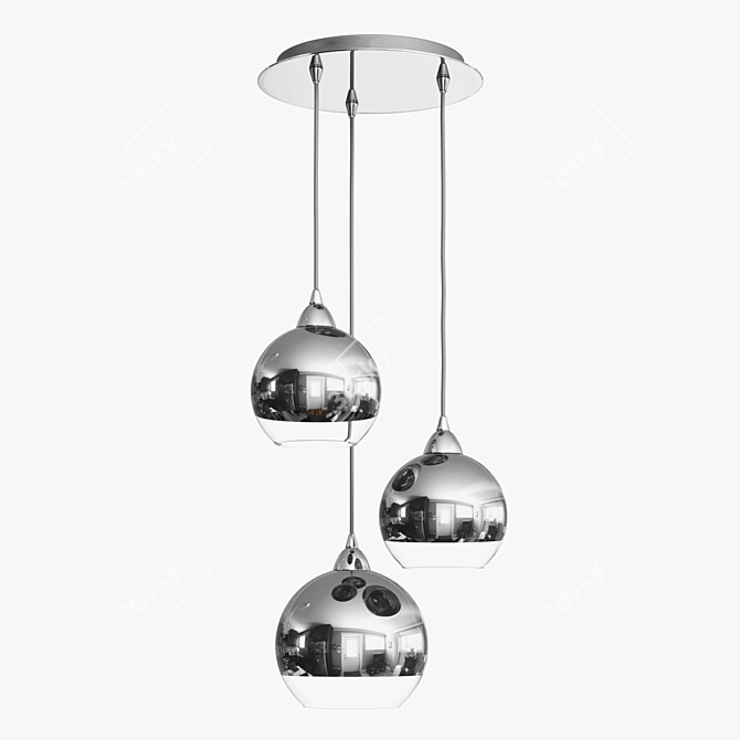 Modern Chrome Globe Pendant Light 3D model image 1