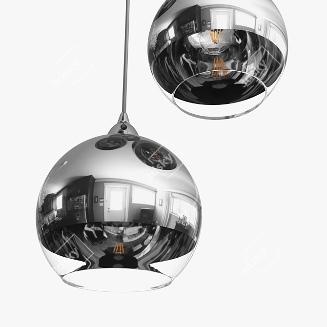 Modern Chrome Globe Pendant Light 3D model image 3