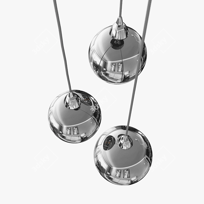 Modern Chrome Globe Pendant Light 3D model image 4