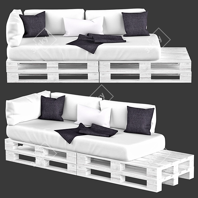 White Wood Pallet Sofa 3D model image 1