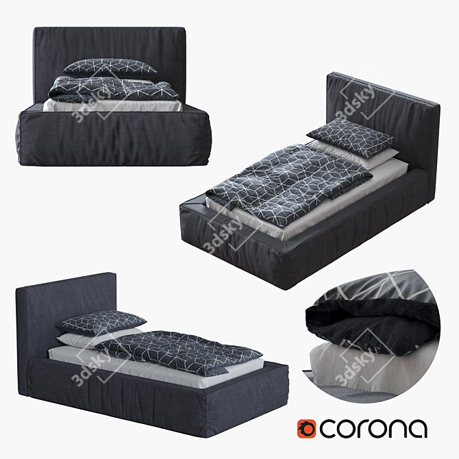 Modern Single Bed: Corona 3D 3D model image 1