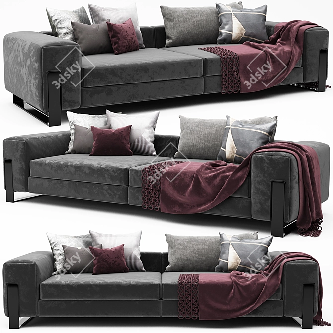 Sleek Modern Sofa Set 3D model image 4