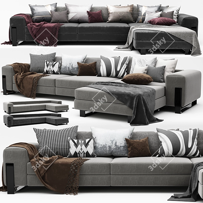 Modern Corner Sofa - High-Quality, Stylish Design 3D model image 1