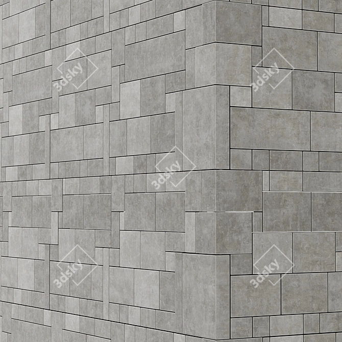 Angle Slab Stone Tile 3D model image 4