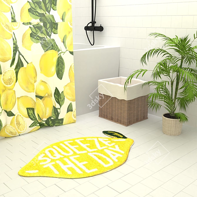 Lemon Squeeze Bath Mat Urban Outfitters 3D model image 4