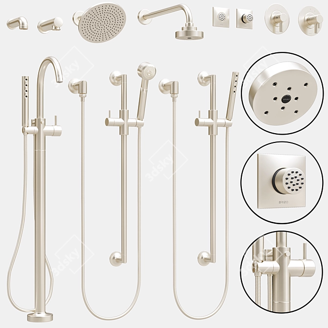 Luxurious Brizo Odin Bathroom Faucet Collection 3D model image 4