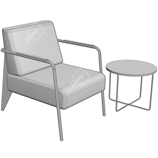 Modern Nova Chair and Coffee Table 3D model image 3