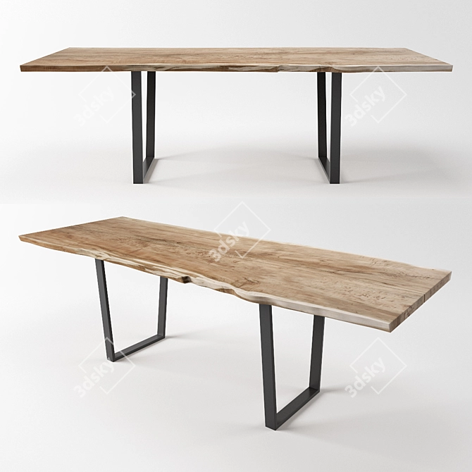 Chudov Metal Desk with Wood Top 3D model image 1