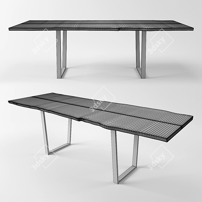 Chudov Metal Desk with Wood Top 3D model image 2