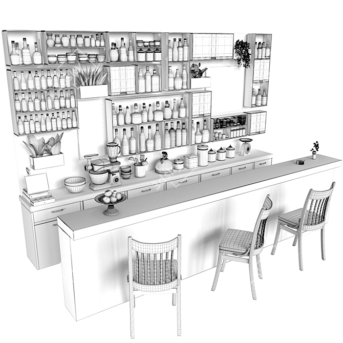 Colorful Alcohol Bar Set 3D model image 5