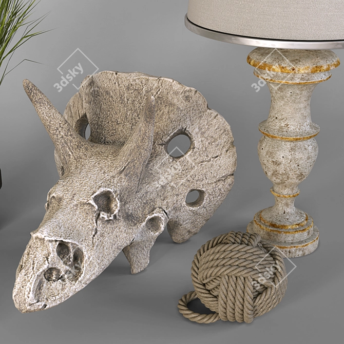 Dino Skull Decor Set 3D model image 2